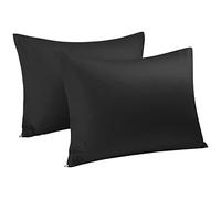 sourcing map Fundas de Almohada con Cremallera Fundas de Almohada Fundas de algodón Egipcio, Paquete de 2 (20 x 26 Pulgadas, Negro)