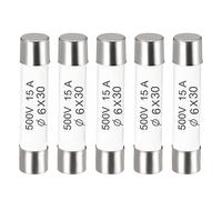 sourcing map Fusibles de Cerámico Cartucho 15A 500V 6x30mm Fusibles Cerámicos de Acción Rápida Reemplazo para Amplificador Energía Ahorro Lámpara Balastro 5uds