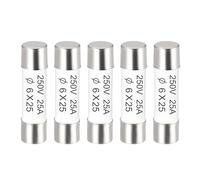 sourcing map Fusibles de Cerámico Cartucho 25A 250V 6x25mm Fusibles Cerámicos de Acción Rápida Reemplazo para Amplificador Energía Ahorro Lámpara Balastro 5uds