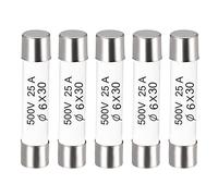 sourcing map Fusibles de Cerámico Cartucho 25A 500V 6x30mm Fusibles Cerámicos de Acción Rápida Reemplazo para Amplificador Energía Ahorro Lámpara Balastro 5uds