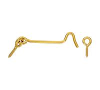 sourcing map Gancho giratorio para cabina, pestillo de ojal de latón macizo de 4 pulgadas para puertas y ventanas, gancho con tornillos de montaje para armario de ventana de madera, latón