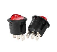 sourcing map Interruptor Basculante Mini de Luz de Palanca de Botón Redondo AC 250V/10A 125V/12A, Lámpara Roja Retroiluminada On/Off 3 Terminal SPST 2 Posiciones I/O, 5uds
