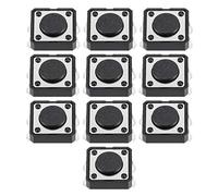 sourcing map Interruptor Pulsador Gris Negro,Dip 10Pcs 12X12X4.3mm Pcb Mini Panel Táctil Momentánea Táctiles