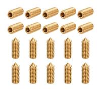 sourcing map Juego de 10 tornillos M6 x 16 mm de latón con punta cónica hexagonal para maquinaria, reparaciones del hogar y accesorios, tono dorado