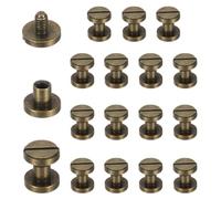 sourcing map Juego de 15 remaches de clavos Chicago M4 x 6 mm, 8 mm de | Cabeza plana, tornillo de latón, pernos, remaches, tornillo de poste de encuadernación, para cinturón de cuero, bolsa