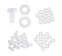 sourcing map Juego de 15 tornillos M6 x 10 mm de nailon PA66 de cabeza redonda de plástico, tornillos Phillips, tuercas hexagonales, arandelas planas, sujetadores métricos de rosca completa para