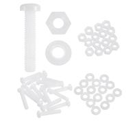sourcing map Juego de 15 tornillos M6 x 30 mm de nailon PA66 de cabeza redonda de plástico, tornillos Phillips, tuercas hexagonales, arandelas planas, sujetadores métricos de rosca completa para