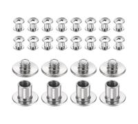 sourcing map Juego de 20 tornillos Chicago M4 x 5 mm, 3 mm de longitud, metal Phillips para clavos, remaches, tornillo de poste de encuadernación para bricolaje, cinturón de cuero, manualidades
