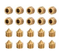 sourcing map Juego de 20 tornillos M4 x 4 mm de latón con punta cónica hexagonal para maquinaria, reparaciones del hogar y accesorios, tono dorado