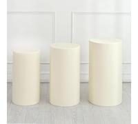 sourcing map Juego de 3 fundas de soporte de elastano cilíndrico beige para decoración de fiestas, bodas, cumpleaños, solo contiene cubiertas cilíndricas (tela elástica, pequeña)