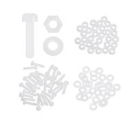 sourcing map Juego de 30 tornillos M2 x 10 mm de nailon PA66 de cabeza redonda de plástico, tornillos Phillips, tuercas hexagonales, arandelas planas, tornillos métricos de rosca completa para montaje