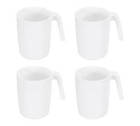 sourcing map Juego de 4 tazas de café de plástico, irrompibles, reutilizables, aptas para microondas y lavavajillas, con asa para té, leche, jugo, cocina, camping, color blanco