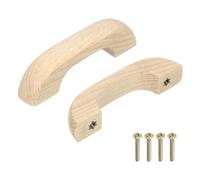 sourcing map Juego de 5 tiradores de madera para cajones de 64 mm, distancia entre orificios, madera de haya, pomos tiradores armario para gabinetes de cocina, muebles de tocador, color madera