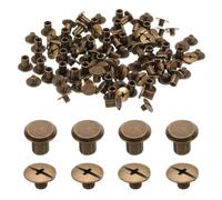 sourcing map Juego de 50 tornillos Chicago M5 x 8 mm de metal con cabeza Phillips, remaches de tornillo para manualidades, cinturón de cuero, manualidades, encuadernación, bronce