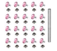 sourcing map Juego de 80 remaches de cristal de 9 mm con diamantes de imitación rápidos de metal de doble tapa con herramienta de instalación para ropa, cuero, manualidades, decoración, bricolaje