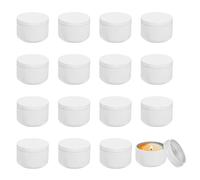 sourcing map Latas de velas de 3 onzas, 16 tarros de metal con tapas, recipientes redondos vacíos a granel para almacenamiento de té y hacer manualidades, regalos de Navidad, color blanco