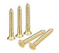 sourcing map Latón Madera Tornillos, 25uds M3.5 x 25mm Ranurado Accionamiento Plano Cabeza Autorroscante Tornillo Avellanado para Carpintería Muebles