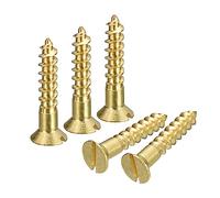 sourcing map Latón Madera Tornillos, 25uds M4.5 x 25mm Ranurado Accionamiento Plano Cabeza Autorroscante Tornillo Avellanado para Carpintería Muebles