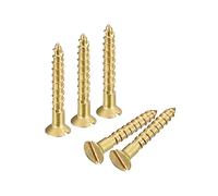 sourcing map Latón Madera Tornillos, 50uds M1.6 x 12mm Ranurado Accionamiento Plano Cabeza Autorroscante Tornillo Avellanado para Carpintería Muebles