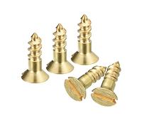 sourcing map Latón Madera Tornillos, 50uds M3 x 10mm Ranurado Accionamiento Plano Cabeza Autorroscante Tornillo Avellanado para Carpintería Muebles