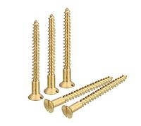 sourcing map Latón Madera Tornillos, 50uds M4 x 40mm Ranurado Accionamiento Plano Cabeza Autorroscante Tornillo Avellanado para Carpintería Muebles