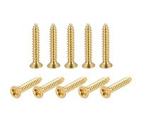 sourcing map Latón Madera Tornillos, M3x20mm Phillips Plana Cabeza Auto Perforación Conector para Puerta, Gabinete, Madera Muebles 25 Piezas