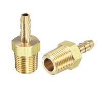 sourcing map Latón Manguera Púa Conexión Recta 1/8 Pulgada x NPT 1/8 Macho Rosca Tubería Conector para Agua Aire Combustible Tubo 2 Uds