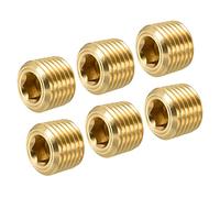 sourcing map Latón Tubo Tapón 1/4" NPT Macho Rosca Hexagonal Interna Cabeza Enchufe Montaje para Agua Aire Combustible Tubería Paquete de 6