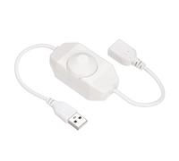 sourcing map LED Tira Atenuador Interruptor 5V DC USB Hembra a Macho Extensión Cable con Giratorio Interruptor Controlador para LED Tiras Luces, Blanco
