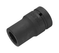 sourcing map Llave de vaso de impacto de 1 pulgada, 24 mm, 12 puntos, acero CR-MO de 80 mm de longitud, tamaños métricos estándar