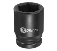 sourcing map Llave de vaso de impacto profundo de 6 puntos de 0.75 pulgadas, 29 mm métrico CR-V de acero hexagonal de 2.4 pulgadas de largo para reparación de máquinas automáticas