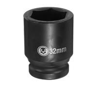 sourcing map Llave de vaso de impacto profundo de 6 puntos de 0.75 pulgadas, 32 mm métrico CR-V de acero hexagonal de 2.4 pulgadas de largo para reparación de máquinas automáticas