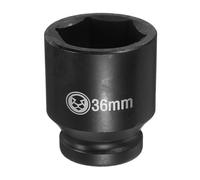 sourcing map Llave de vaso de impacto profundo de 6 puntos de 0.75 pulgadas, 36 mm métrico CR-V de acero hexagonal de 2.4 pulgadas de largo para reparación de máquinas automáticas