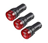 sourcing map Luz de señal AC 220 V Indicador de panel intermitente alarma con zumbador, LED rojo, 3 piezas