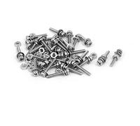 sourcing map M1.6 x 10 mm Tornillos de cabeza plana de acero inoxidable 304 con tuercas con arandeas 30 pcs