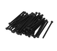 sourcing map M2x30mm Tornillo moleteado perno de aleación de acero de cabeza hueca hexagonal 50pcs negro