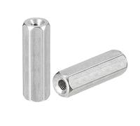 sourcing map M3 x 0,5 Paso 20mm Longitud Acoplamiento Tuercas 5uds 304 Inoxidable Acero Métrico Hexagonal Varilla Acoplamiento Tuercas