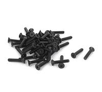 sourcing map M3 x 16mm Tornillo Métrico hexagonal Enchufe avellanado Cabeza plana pernos negro 50PCS