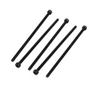 sourcing map M3x80mm Tornillo moleteado totalmente de cabeza hexagonal rosca negro 5pcs