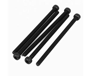 sourcing map M4x70mm Tornillo de cabeza hexagonal rosca de Tornillo moleteado negro 5pcs