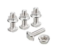 sourcing map M5x16mm T Ranura Inserción Perno y M5 Hexagonal Brida Tuerca Juego, 10 Juegos Martillo Cabeza T-Perno T Forma Perno Tornillo Deslizante para 20 Serie Aluminio Perfil