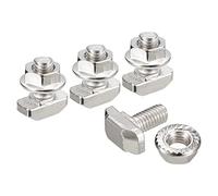 sourcing map M6x12mm T Ranura Inserción Perno y M6 Hexagonal Brida Tuerca Juego, 10 Juegos Martillo Cabeza T-Perno T Forma Perno Deslizante Tornillo para 30 Serie Aluminio Perfil