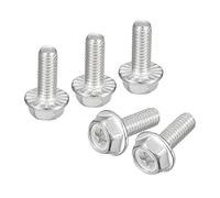 sourcing map M6x16mm Phillips Hexagonal Cabeza Brida Pernos, 10uds 304 Inoxidable Acero Hexagonal Phillips Brida Cabeza Hexagonal Pernos Máquina Tornillos