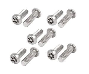 sourcing map M6x20mm 304 Cabeza de botón de acero inoxidable a prueba de manipulaciones de Seguridad Tornillos Torx 10pcs