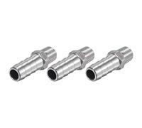 sourcing map Manguera Espiga Montaje 13mm OD X 1/4PT Macho Rosca 304 Inoxidable Acero Recto Tubo Conector para Agua Aire Combustible, Paquete de 3