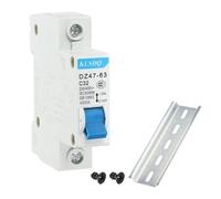 sourcing map Miniatura Circuito Disyuntor Bajo Voltaje AC 32A 230/400V 1 Polo DIN Riel Instalación DZ47-63 C32