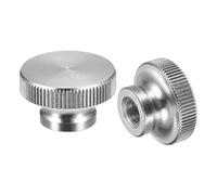 sourcing map Moleteado Pulgar Tuercas, 2uds M6 x D20mm x H12mm 304 Inoxidable Acero Moleteado Tuerca con Collar Alta Cabeza Ciego Agujero Moleteado Tornillo Tuercas