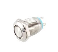 sourcing map Momentáneo Metal Pulsar Botón Interruptor 12mm Montaje Dia 1NO 3-6V Azul LED Luz