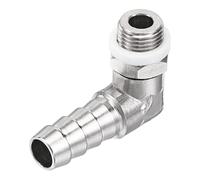 sourcing map Niquelado Cobre Manguera Púa Montaje Codo 8mm Púa M10x1 Macho Rosca Recto Ángulo Tubo Conector con Arandela