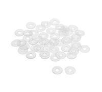 sourcing map Nylon Planas Arandelas M4 13mm DE 4mm DI 1mm Grosor Sellado Junta para Grifo Tubería Agua Manguera, Transparente, Paquete De 50